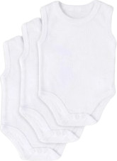 BabyTech שלישיית בגדי גוף גופיה אינטרלוק 100% כותנה מידה 12-18 חודשים מבית Baby Tech - צבע לבן