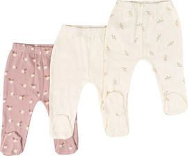 BabyTech שלישיית רגליות טריקו עשוי 100% כותנה מידה 0-3 חודשים מבית Baby Tech - אפרסק ועלים בז'