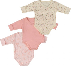BabyTech שלישיית בגדי גוף מעטפת אינטרלוק עשויים 100% כותנה מידה 0-3 חודשים מבית Baby Tech - פרחים ופפיונים