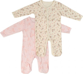 BabyTech זוג אוברולים אינטרלוק עשויים 100% כותנה מידה 0-3 חודשים מבית Baby Tech - פרחים ופפיונים