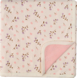 BabyTech שמיכת אינטרלוק לתינוק 90*80 ס"מ עשויה 100% כותנה מבית Baby Tech - פרחים ורוד