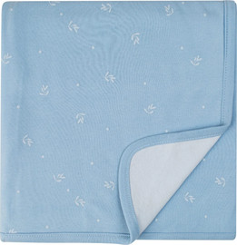 BabyTech שמיכת אינטרלוק לתינוק 90*80 ס"מ עשויה 100% כותנה מבית Baby Tech - תכלת עלים