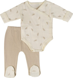 BabyTech סט בגד גוף מעטפת מידה NB מבית Baby Tech - בז' עלים