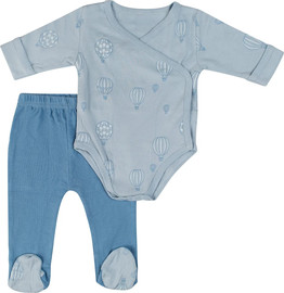 BabyTech סט בגד גוף מעטפת מידה NB מבית Baby Tech - כחול בלון פורח