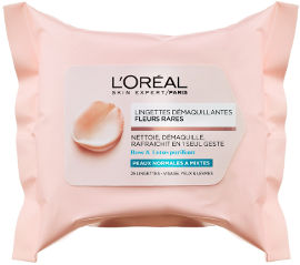 L'OREAL PARIS RARE FLOWERS מגבונים להסרת איפור לעור רגיל