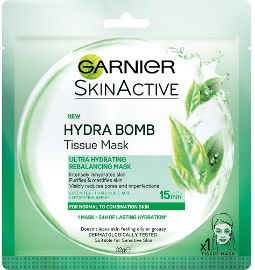 GARNIER TISSUE MASK מסכת תה ירוק לעור רגיל עד מעורב