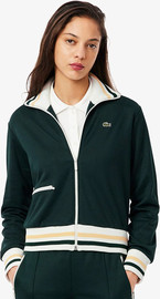LACOSTE סווטשירט לקוסט Zip-Up Stripe Accent Sweatshirt נשים
