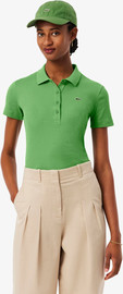 LACOSTE חולצת טישירט קצרה לקוסט Slim Fit L.12.D Ribbed Cotton נשים - לקוסט - Green