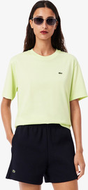 LACOSTE חולצת טישירט קצרה לקוסט Relaxed Fit Soft Cotton נשים - לקוסט - Yellow