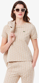 LACOSTE חולצת טישירט קצרה לקוסט Monogram נשים - לקוסט - Brown