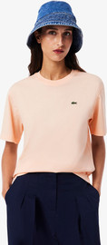 LACOSTE חולצת טישירט קצרה לקוסט Relaxed Fit Soft Cotton נשים - לקוסט - Pink
