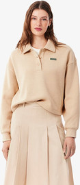 LACOSTE סווטשירט לקוסט Oversized Ribbed Polo Collar נשים