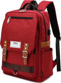 Camel Mountain תיק גב Asia™ Retro למחשב 16 אינץ' עמיד במים עם USB - אדום