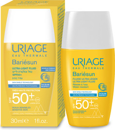 URIAGE באריאסן נוזל אולטרה-לייט +SPF50 להגנה גבוהה מאד מהשמש UVA-UVB ואור כחול