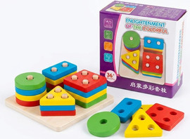בית הצעצוע פזל עץ 4 צורות מרובע