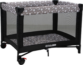 Baby Safe לול קמפינג Quick Fold עם קיפול מהפכני שחור כוכבים מותנה ברכישת מזרן