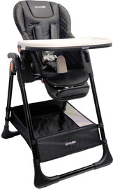 Baby Safe כסא אוכל PRIMO עם 6 מצבי גובה, חמישה מצבי שכיבה וריפוד דמוי עור קל לניקוי - שחור נגיעות נחושת