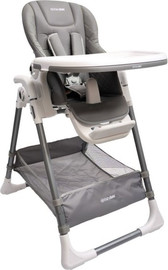 Baby Safe כסא אוכל עם מצבי גובה ושכיבה וריפוד דמוי עור דגם Primo צבע אפור