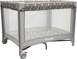 Baby Safe לול קמפינג / מיטה ניידת SIMPLY QUICK FOLD לתינוק עם קיפול ופתיחה מהירים - אפור כוכבים