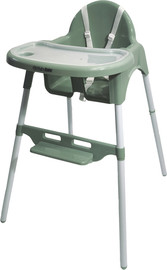 Baby Safe כסא אוכל לתינוק בעל מגש נשלף דגם 2 גבהים צבע הכסא אוכל ירוק