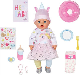 BabyBorn בובת תינוקת אינטראקטיבית 43 ס"מ - אמה עם חד קרן
