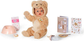 BabyBorn בובת תינוקת אינטראקטיבית 43 ס"מ - אמה עם חליפת דוב