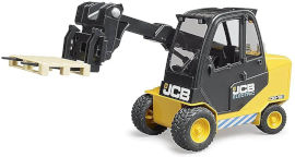 Bruder מלגזה טלטראק JCB Teletruk עם זרוע טלסקופית מתכווננת ומתארכת כולל משטח עץ להרמה