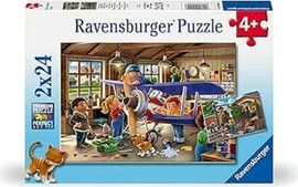 Ravensburger פאזל 2X24 חל – סדנה למטוסים ורכבות
