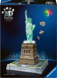 Ravensburger פאזל תלת מימד 128 חלקים - פסל החירות מואר - Ravensburger