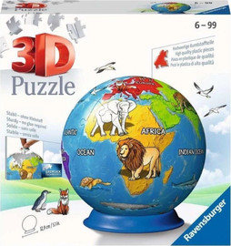 Ravensburger פאזל 3D כדור 72 חלקים כדור הארץ עם חיות