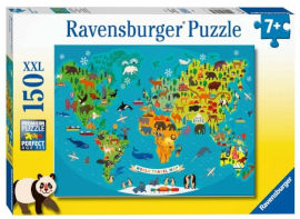 Ravensburger פאזל 150 חלקים גדולים - חיות על מפת העולם