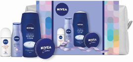 NIVEA מארז טיפוח לאשה: קרם רחצה, דאודורנט רול און, קרם רב שימושי, קרם גוף