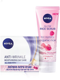 NIVEA מארז קרם יום אנטי אייג'ינג 35+ + פיליניג אורז אורגני לעור יבש