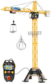 Dickie Toys מנוף משחק חשמלי לילדים בגובה 120 ס"מ המופעל על ידי שלט, מסתובב עם אביזרים