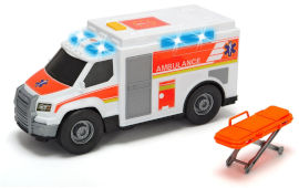 Dickie Toys אמבולנס חירום לבן עם אורות וצלילים ומיטה מתקפלת