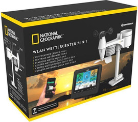 National Geographic תחנת מזג אוויר אלחוטית מטאורולוגית ביתית לחיזוי אקלים 7 אלמנטים - National Geographic WiFi Color Weather Center 7-in1