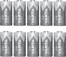 VARTA מארז 10 סוללות ליתיום Varta CR123A מתח 3V לגלאים ומצלמות