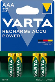 VARTA מארז 4 סוללות AAA נטענות Varta Recharge Accu Power