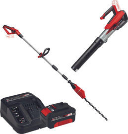 EINHELL סט 2 כלים נטען מושלם :מפוח נושף טורבו 18V + גוזם גדר חי טלסקופי 18V