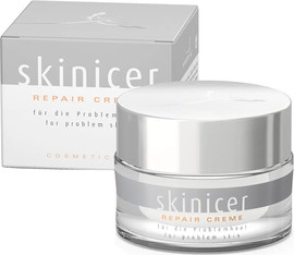 Skinicer קרם משקם המיועד לעור בוגר (25+) ובעייתי, במיוחד לעור יבש או מעורב.  מתאים לטיפול באקנה ,הקרם מבוסס על תמצית מיקרו-אצות פטנטית Spiralin®, הידועה בתכונות אנטיבקטריאליות וביכולת לתמוך בהתחדשות תאי העור Repair Cream
