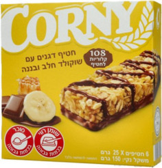 קורני קורני חטיף דגנים עם שוקולד חלב ובננה 150 גרם