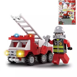 בית הצעצוע ליגאו כבאית אש 63 חלקים+ דמות 12X8 ס''מ בשקית