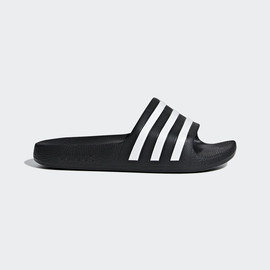 Adidas אדידס כפכף נוער פסים לבנים רחבים בצבע שחור (ADILETTE AQUA K)