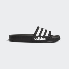 Adidas אדידס כפכף נוער פסים לבנים עם לוגו אדידס בצבע שחור (ADILETTE SHOWER K)