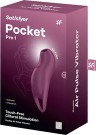 SATISFYER ממריץ-יונק דגדגן היברידי קומפקטי בגלי אוויר ורטט | Pocket Pro 1 ,סגול