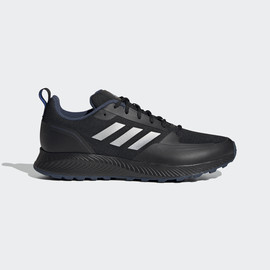Adidas אדידס נעלי גברים ספורט עם שרוכים פסים לבנים גפה שחורה (Runfalcon 2.0 Tr)