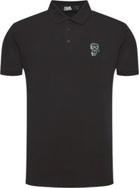 KARL LAGERFELD חולצת Polo עם צווארון בצבע שחור לגברים