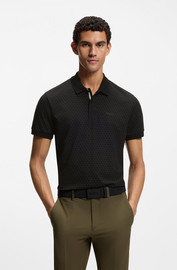 HUGO BOSS חולצת פולו הוגו בוס Printed Pattern גברים - הוגו בוס - Black