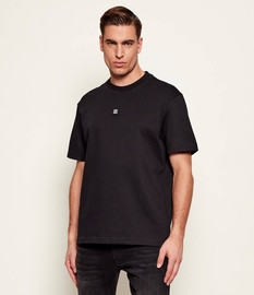 HUGO חולצת טישירט קצרה הוגו Stacked Logo גברים - הוגו - Black