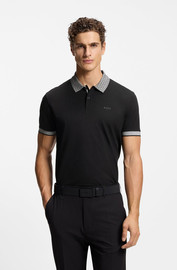 HUGO BOSS חולצת פולו הוגו בוס Stretch Cotton With Moisture Management גברים - הוגו בוס - Black